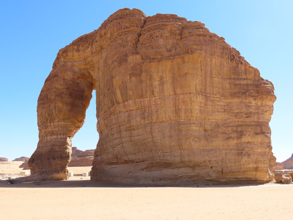 Elephant Rock (Jabal AlFil) glowing at sunset in AlUla