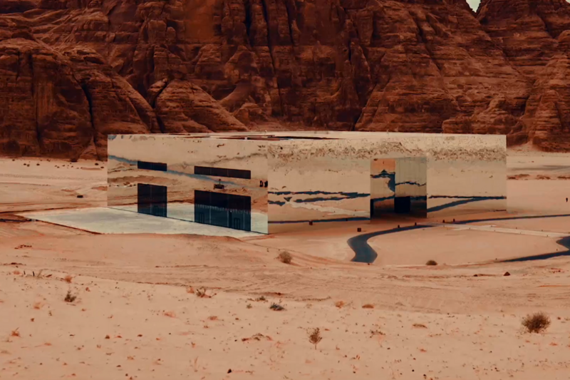 Maraya mirrored concert hall during peak alula season in AlUla